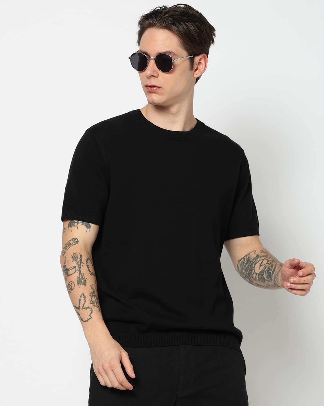 Textured Regular Fit Round-Neck T-Shirt