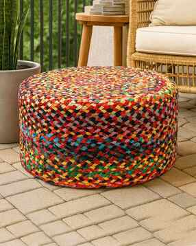 habere india Handwoven Jute Round Pouffe-picture-28