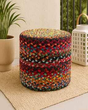 habere india Handwoven Jute Round Pouffe-picture-31