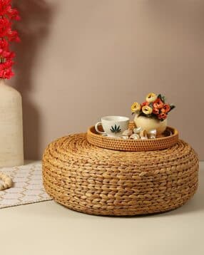 habere india Braided Seagrass Pouf Stool-picture-27