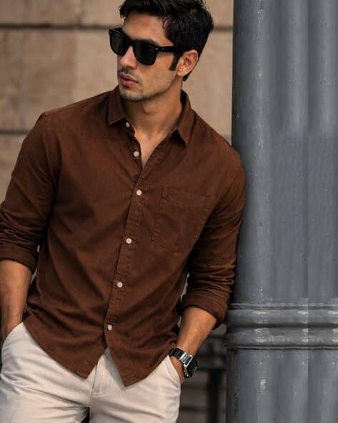 Buda Jeans Co Men Regular Fit Shirt with Patch Pocket