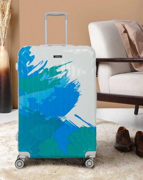 TEAKWOOD LEATHERS Unisex Blue Polypropylene Hard Shell Splash Trolley Bag For Travel - Large