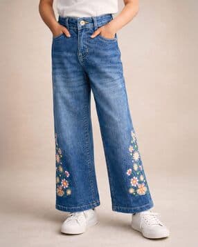 purple united kids Girls Embroidered Flared Jeans-picture-26