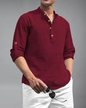 Slim Fit Cotton Short Kurta-image-15