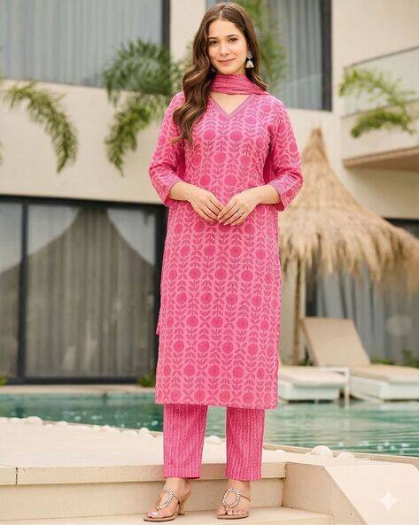 HB VENTURE Women Floral Print Straight Kurta with Pants & Dupatta
