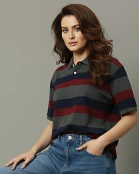 buda jeans co Women Loose Fit Printed Polo T-Shirt-picture-46