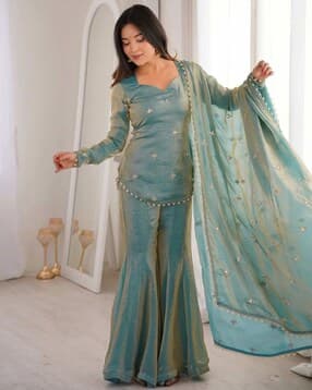 nyrika Women Embroidered 3-Piece Kurta Suit Set-picture-11