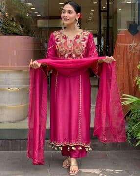 nyrika Women Embroidered Straight Kurta with Pants & Dupatta-picture-37