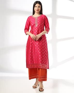 avaasa set Women Floral Woven Straight Kurta with Pants-picture-44