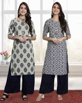 popmantra Women Printed Pack Of 2 Straight Kurta-picture-43