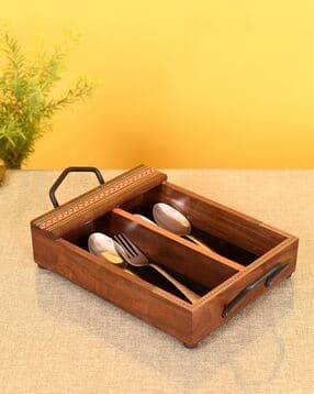 aakriti art creations Hnadcrafted Wooden Cutlery Holder-picture-19
