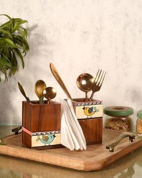 aakriti art creations Hnadcrafted Wooden Cutlery Holder-picture-44