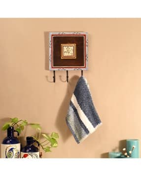 aakriti art creations Wooden 3-Hook Bath Towel Hanger-picture-33