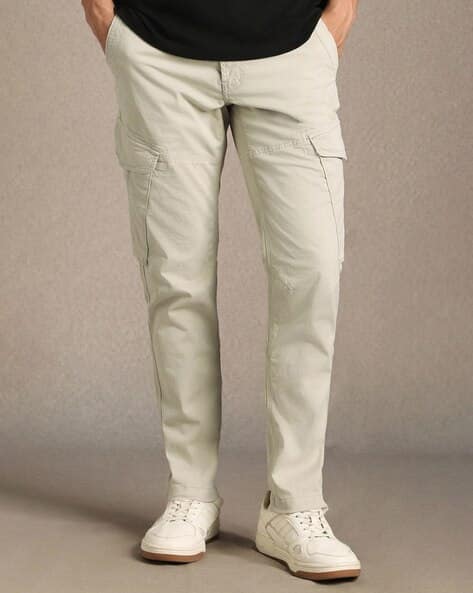 LOUIS PHILIPPE Men Flat-Front Tapered Fit Cargo Pants