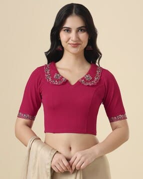 salwar studio Women Embroidered Back-Open Blouse-picture-20