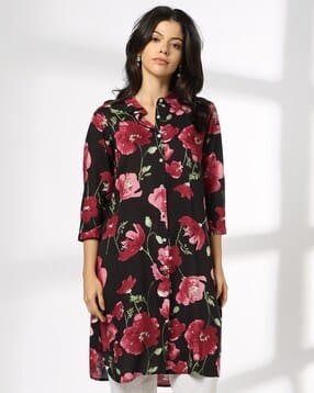 fusion Women Floral Print Relaxed Kurta-picture-18