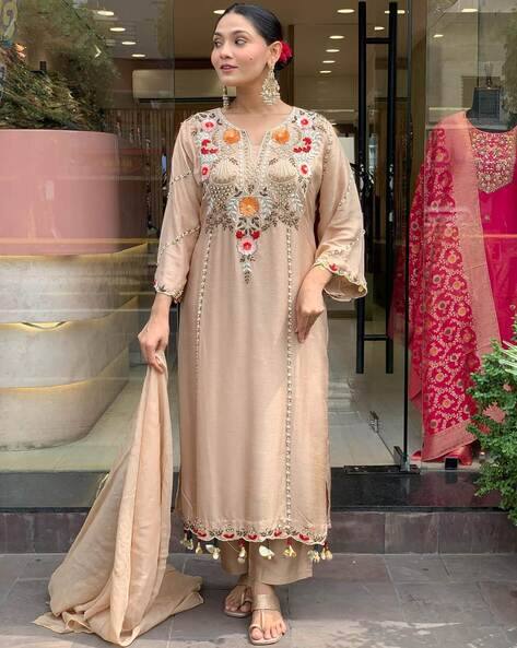 Nyrika Women Embroidered A-Line Kurta & Pants with Dupatta