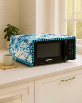 throw pillow Floral Print Microwave Oven Cover with Pom Pom -picture-37