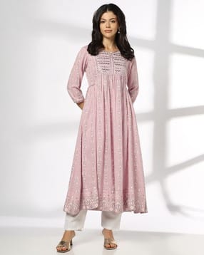 avaasa mix n' match Women Floral Print Flared Kurta-picture-14