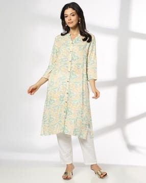 siyahi Women Printed Mandarin-Collar Straight Kurta-picture-32