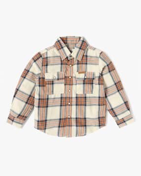 pepe jeans Boys Checked Regular Fit Shirt with Flap Pockets-picture-34