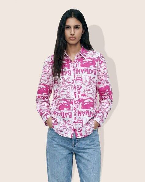 FREEHAND Women Printed Relaxed Fit Spread-Collar Shirt