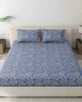 mafatlal Floral Print Queen Size Bedsheet with Pillow Covers-picture-36