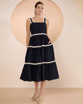 xqsee Women Wavy Trim Fit & Flare Dress-picture-25
