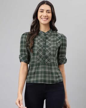 latin quarters Women Relaxed Fit Mandarin Collar Top-picture-23