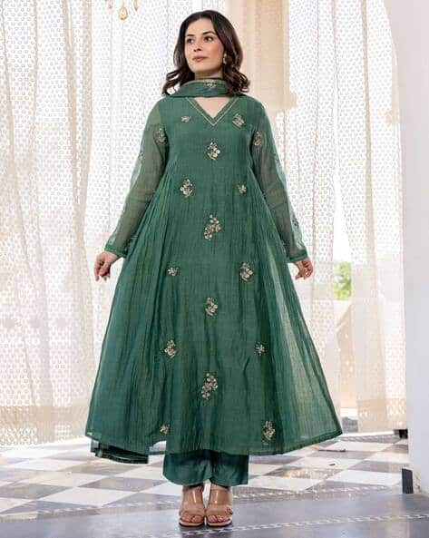 Nyrika Women Embroidered A-Line Kurta Suit Set