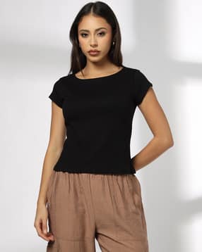 rio Women Ribbed Regular Fit Round-Neck T-Shirt-picture-43