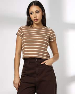 rio Women Striped Regular Fit Crew-Neck T-Shirt-picture-10