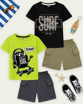 Boys Printed Shorts and T-Shirt Set-image-40