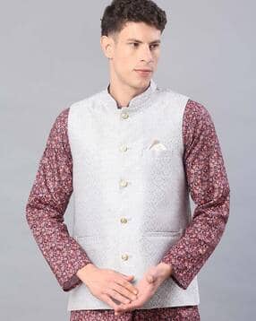 v-mart Men Regular Fit Nehru Jacket with Welt Pockets-picture-13