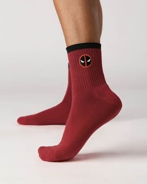 the souled store Deadpool Red Logo|Marvel™  - Men Ribbed Socks-picture-14