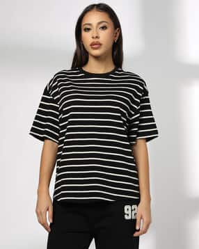 teamspirit Women Striped Curved Hem T-Shirt-picture-36