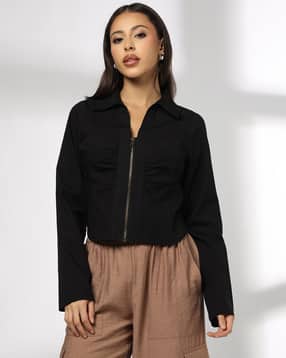 Women Patterned Regular Fit Zip-Front Shirt-image-9