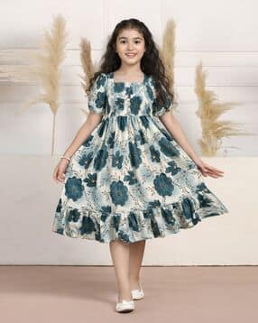 ptvize Girls Floral Print Fit & Flare Dress-picture-33
