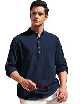 neonomad Men Regular Fit Shirt Kurta with Full Sleeves-picture-11