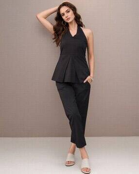 Women Halter-Neck 2-Piece Co-Ord Set-image-40
