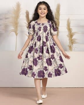 ptvize Girls Floral Prnt Fit & Flare Dress-picture-44