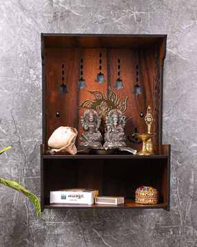 gojeeva Ganesh Ji Carved Pattern Wooden Wall Shelves-picture-32