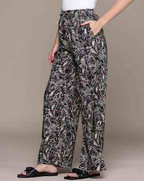 Women Paisley Loose Fit Wide Leg Flat Front Pants-image-15