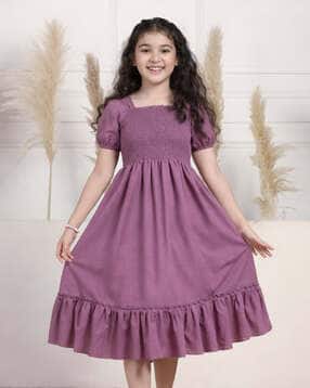 xqsee Girls Smocked Fit & Flare Dress-picture-1