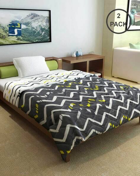 Divine Casa Set of 2 Floral Print Quilted Single Bed Comforter