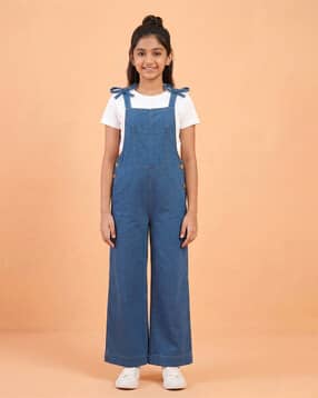 kiddopanti Girls Regular Fit Dungaree with T-Shirt-picture-23