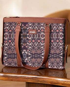 zouk Women Nawabi Couture Printed Structured Office Laptop Bag-picture-52