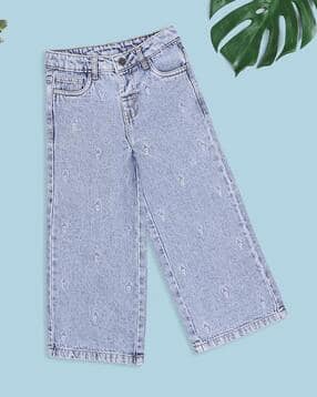 Girls Embroidered Wide-Leg Jeans-image-24