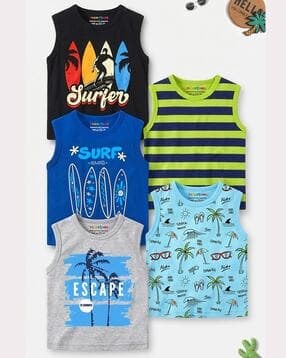 trampoline Boys Pack of 5 Printed Regular Fit Round-Neck T-Shirts-picture-23