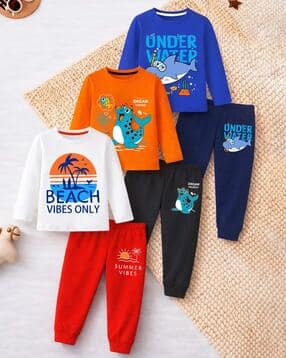 trampoline Boys Pack of 3 Graphic Print T-Shirt & Joggers Set-picture-29